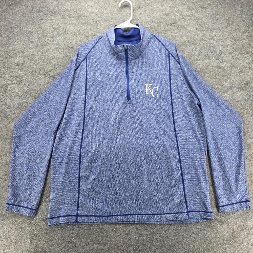 Kansas City Royals Sweatshirt Mens 2XL Blue MLB Baseball Antigua Quarter Zip